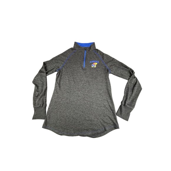 Colosseum Tops - Colosseum Kansas Jayhawks Gray 1/4 Zip Pullover Sweatshirt Women's Medium *flaw